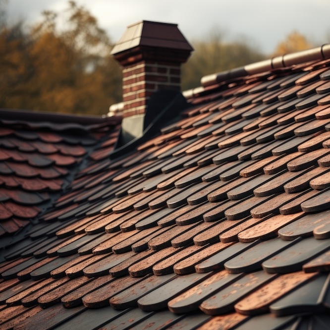 Side-view of roofing shingles